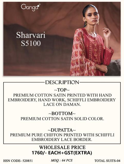 Ganga sharvari 5100 jaipur cotton dress material wholesale
